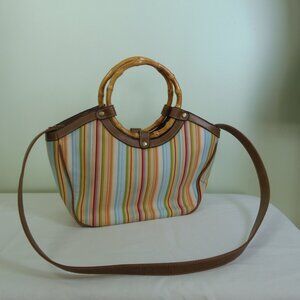 Vintage Relic Canvas Faux Bamboo Handles Haute Hippie BoHo Chic Retro Mod GoGo‎